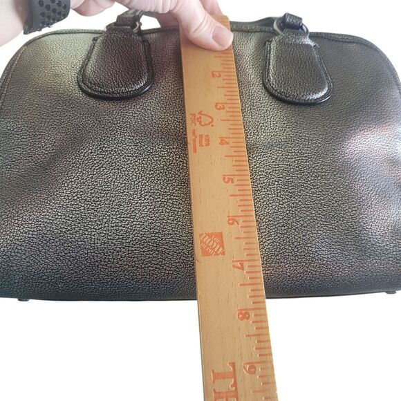 Coach Nolita Satchel Purse Handbag Metallic Pebbled Leather Gunmetal Gray READ - Picture 5 of 12